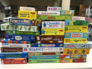 Stack of board games for kids