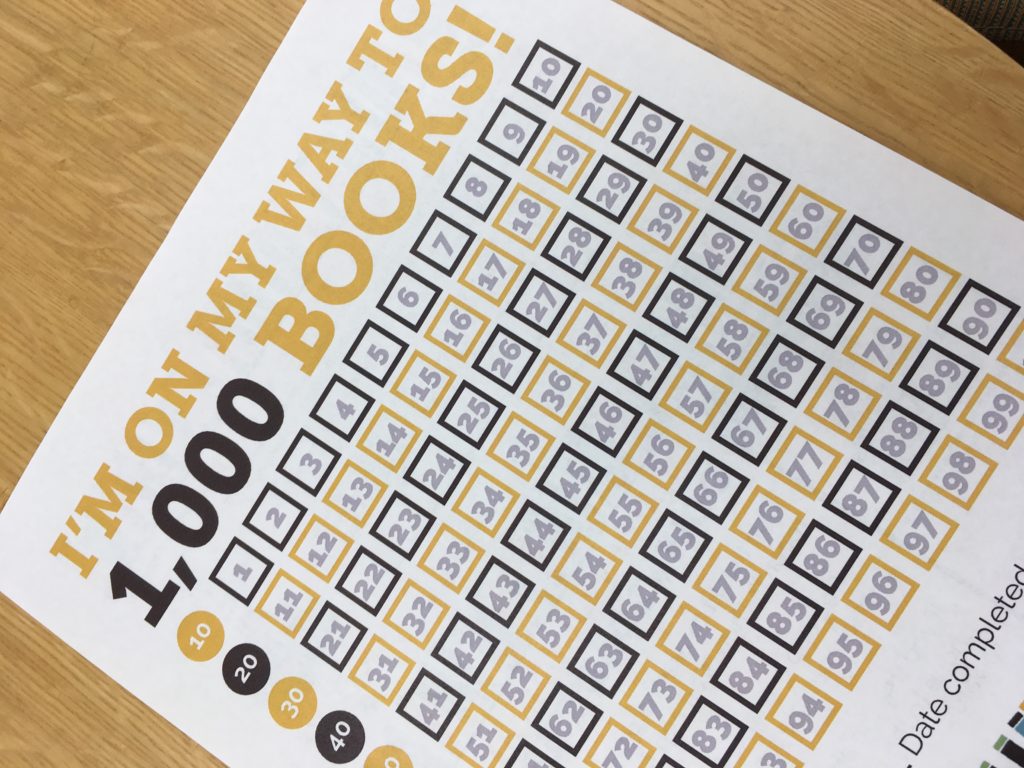 1000 Books Before Kindergarten counting sheet - Plainfield-Guilford