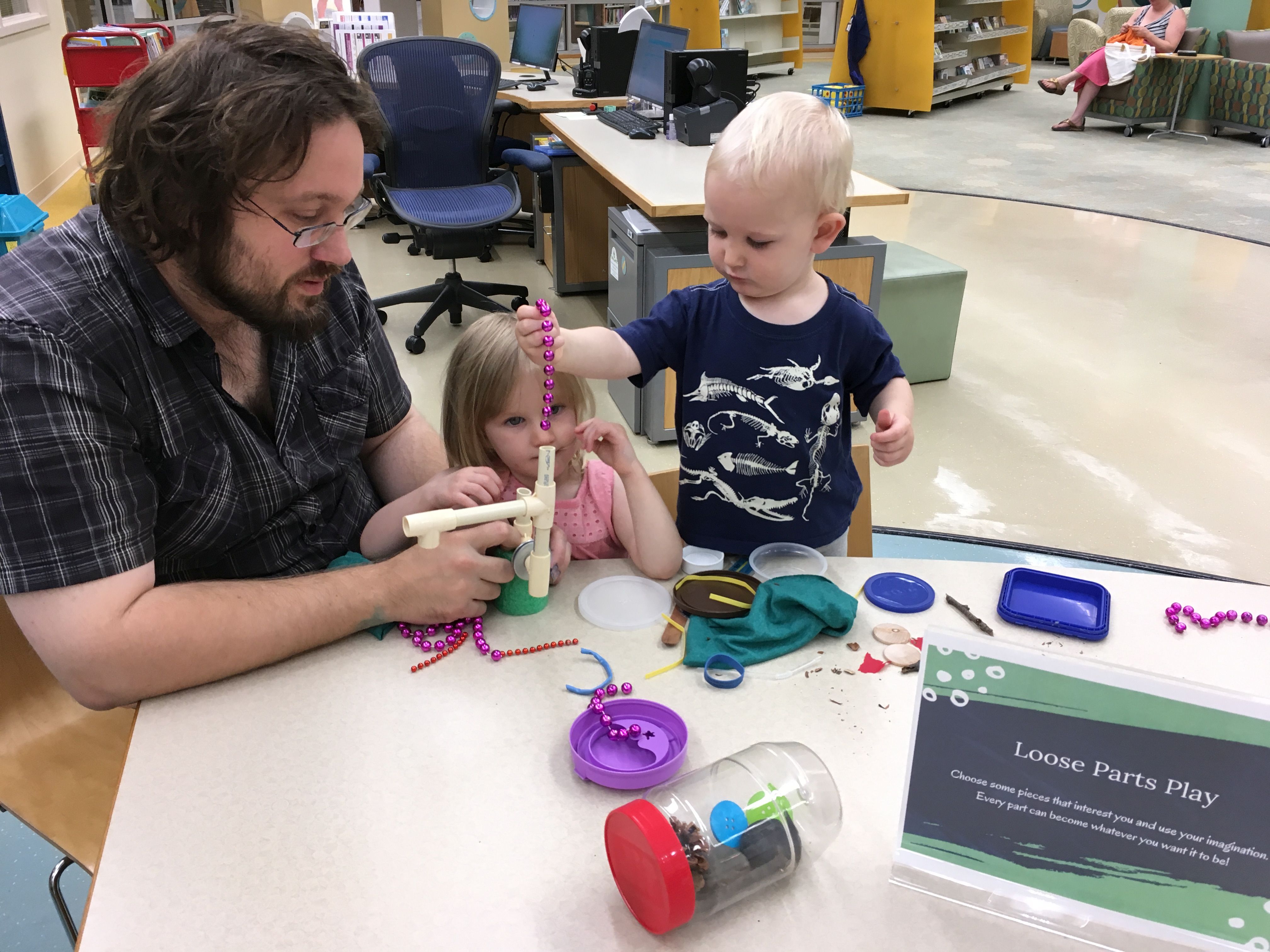 Group working at Loose Parts Play station