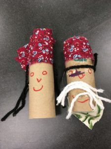 two puppets made from recycled material - pirates
