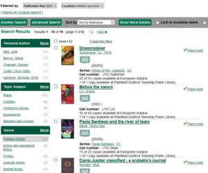 screenshot - results of targeted search Child New Book + 2020, additionally narrowed down by Fantasy Fiction