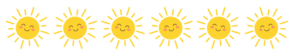 A row of six, smiling suns